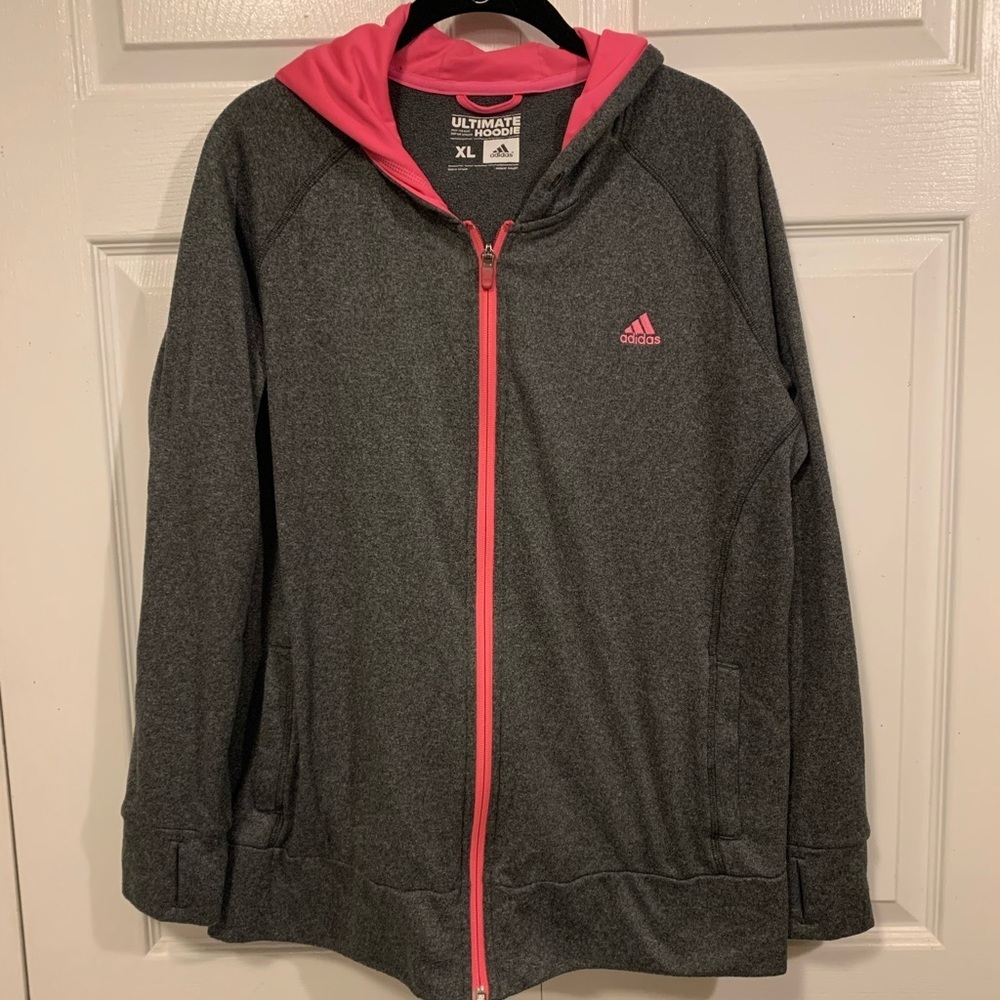 Adidas pink and grey‎ ultimate hoodie